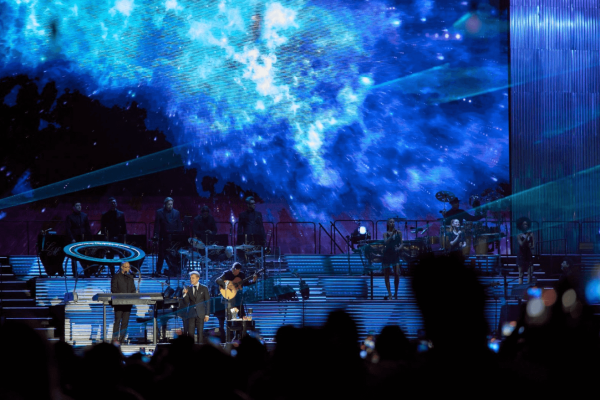 blue smoke covers stage at luis miguel concert in mayakoba mexico