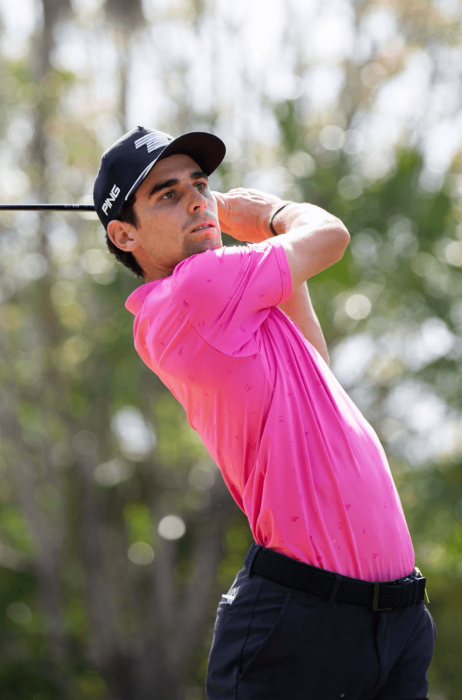 golfer looks down range after driving at liv golf mayakoba