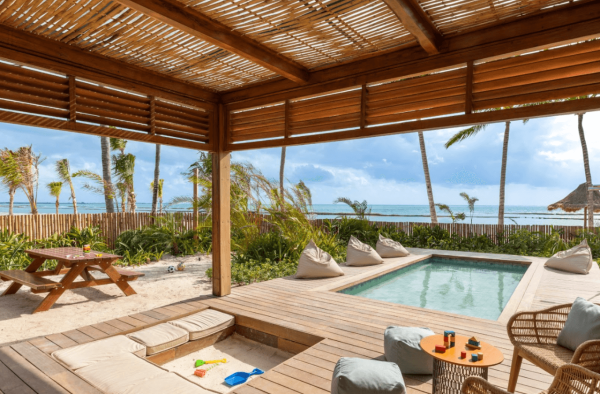 private kids pool and sand box overlook caribbean ocean